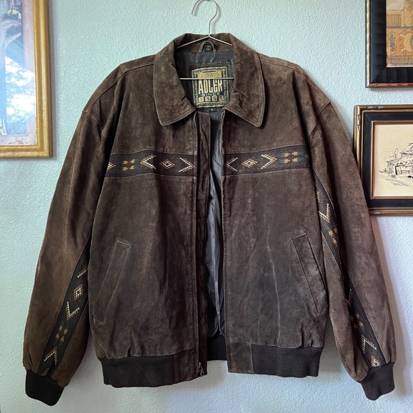 90s Adler Brown Genuine Suede Jacket with Front and Sleeves Boho Design - Picture 2 of 7